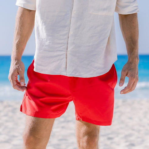 Men summer swimwear Red